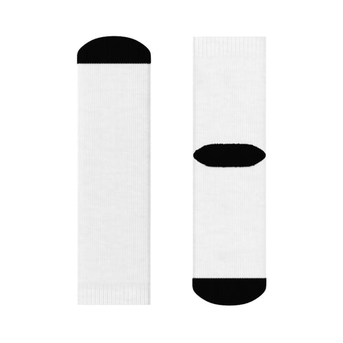 Made With Grace Crew Socks — Minimal White Athletic Socks with Subtle Logo